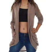 Women's Casual Open Front Long Cardigan-Khaki-3