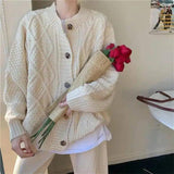 Cable Knit Cardigan with Button Closure-1