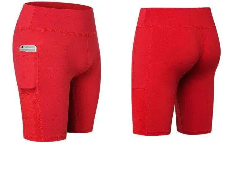 Women's Yoga Shorts Side Pockets Fitness Running Elastic-2