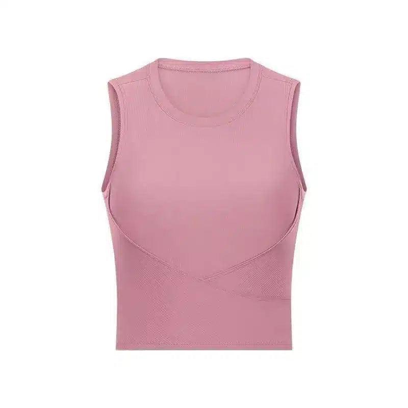 Women's Sleeveless Workout Top and Leggings Set-Pink-5