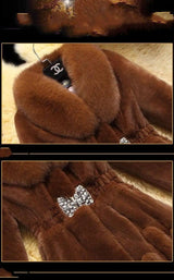 Luxurious Mid-Length Mother Coat with Fox Fur Collar-5