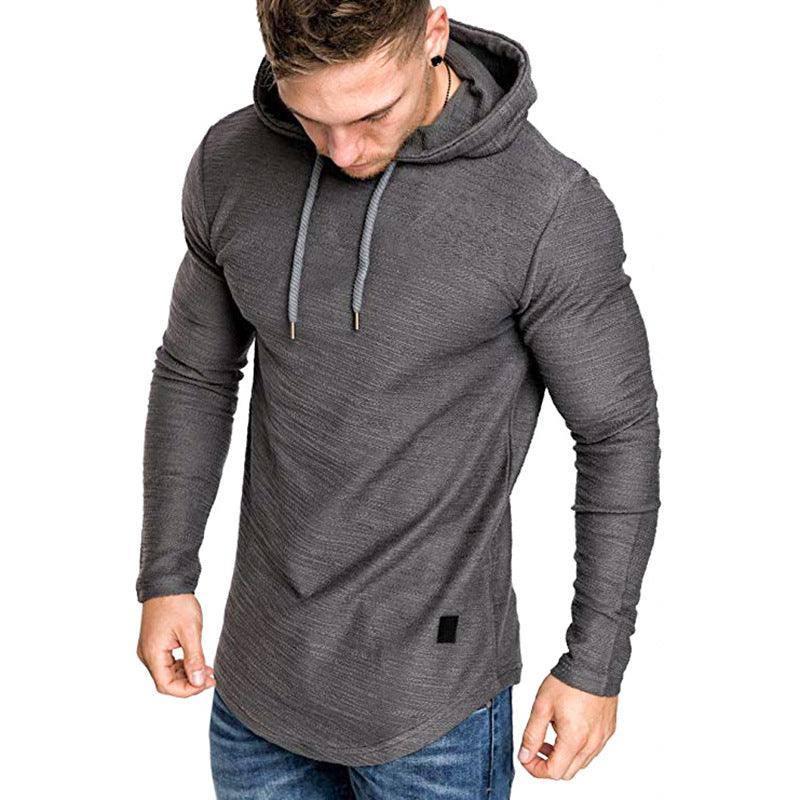 Men Hoodie Sweatshirt Casual Long Sleeve Slim Tops Gym-Dark grey-2