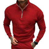 Men's Autumn And Winter Fleece-lined Solid Color Long Sleeve Apricot / XL-2