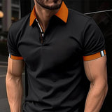 Men's Casual Button Solid Color Short Sleeves-1