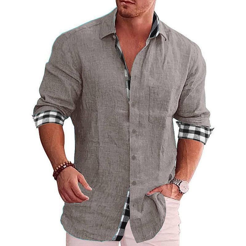 Men's Shirt Long Sleeve Casual Dark Purple / 5XL-Gray-7