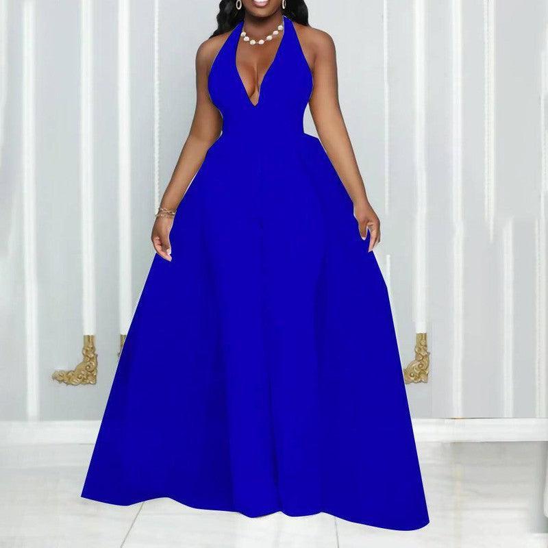 Stitching Fashion Plus Size European And American Jumpsuit-Blue-7