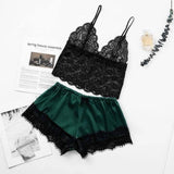 Midnight Charm Sexy Lingerie Lace Home Set-Green-7