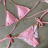 Multicolor diamond bikini-Pink-4