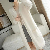 No Buckle Lazy Wind Fashion Long Cardigan Knitted Coat Women-10