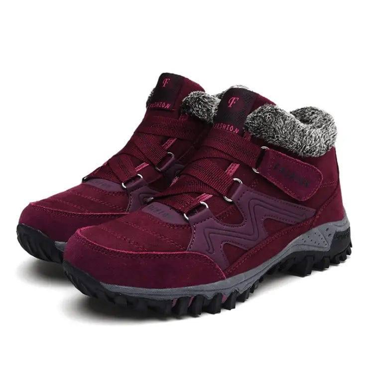 Outdoor Snow Plus Velvet Warm Women's Cotton Shoes-Jujube-1