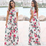 Floral Long Sleeve Maxi Dress-White-6