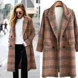 Plus Size Women's Plaid Long Sleeve Lapel Coat-1