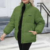 Plus Size Women's Thermal Cotton-padded Coat-Green-11