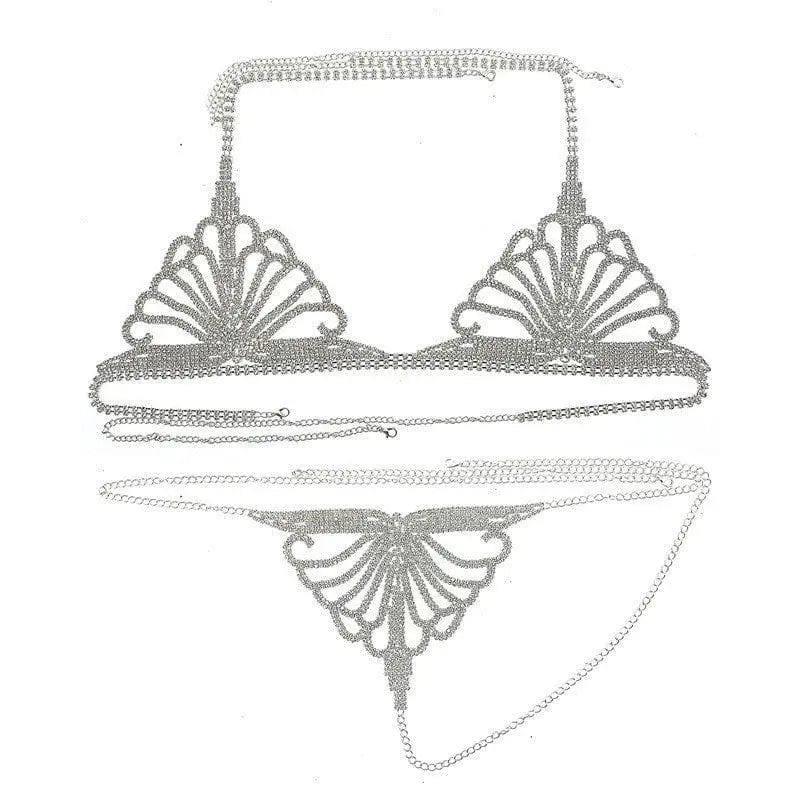 Rhinestone-Embellished Lingerie Set-Silver-7