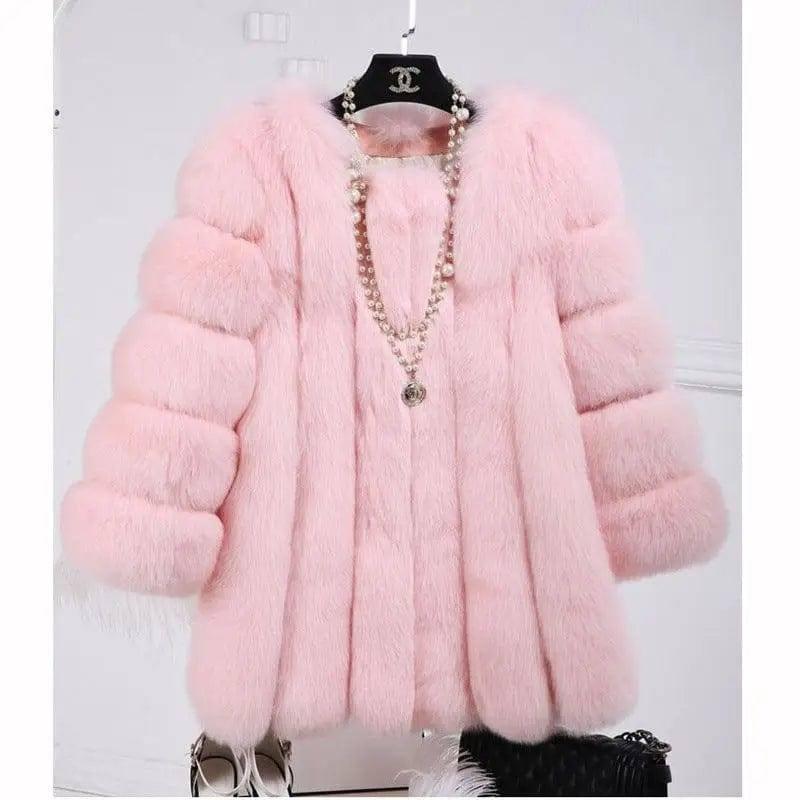 Russian imitation fur fur all-in-one women's winter-Pink-4