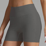 Seamless Yoga Shorts Women Solid Color High Waist Hip-lifting Fitness Pants Running Sweatpants-Dark Grey-6