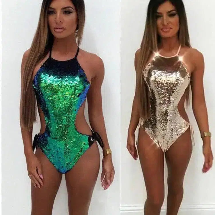 Sequined, strappy one-piece-Brilliantgreen-3