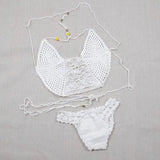 Sexy Bikini Bikini Handmade Crochet Beach Bathing-White-5