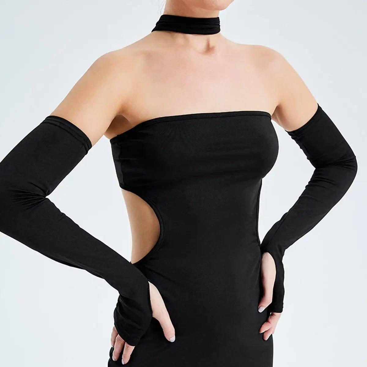 Sexy Cut Out Slim Strapless Long Sleeves-8