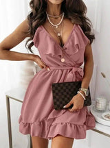 Fashion Suspender Dress-Pink-5