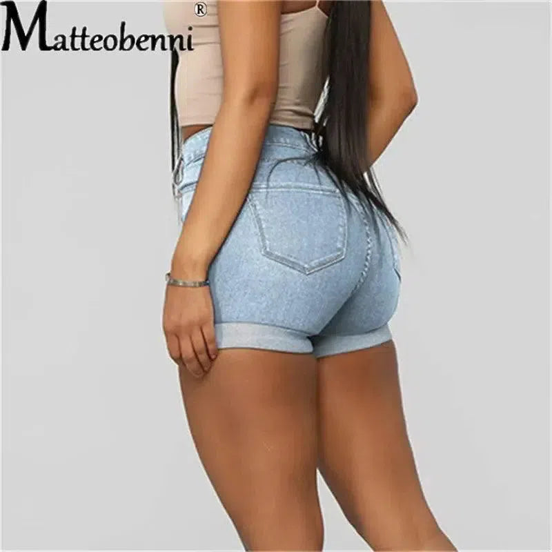 High Waist Crimping Hip Lift-Light Blue-4