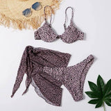 Leopard Print Split Swimsuit Women s Three piece Set-E-4