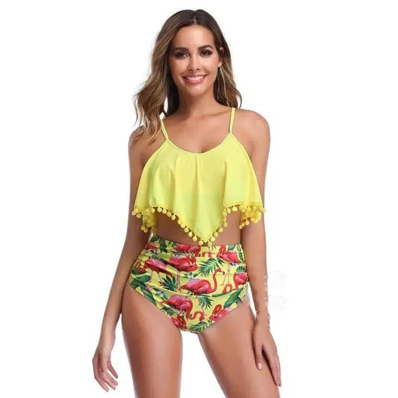 ruffle swimsuit-Yellow-1