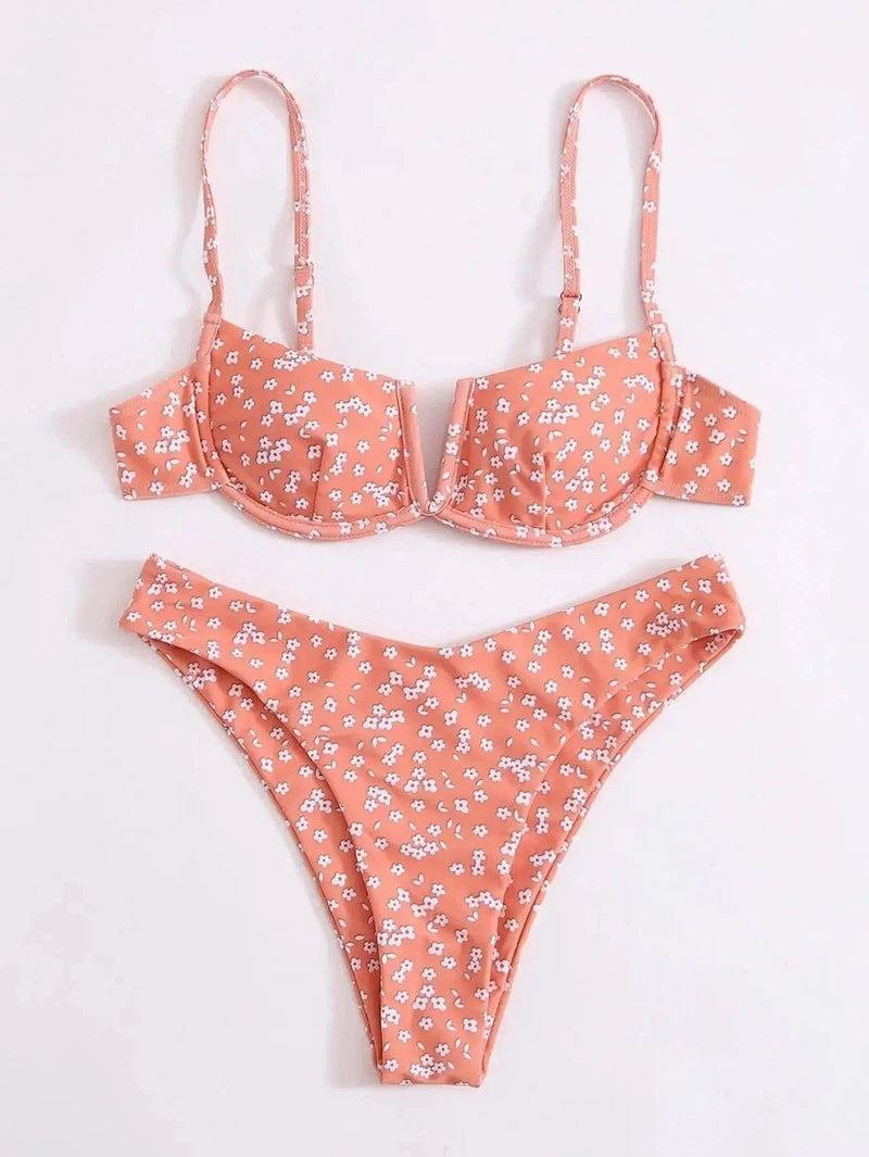 Small Floral Bikini Split Female Swimsuit-4