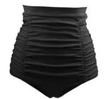 Solid High Waist Bikini Bottom Women Swimwear-Black-1