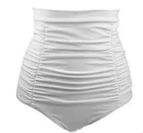 Solid High Waist Bikini Bottom Women Swimwear-White-4