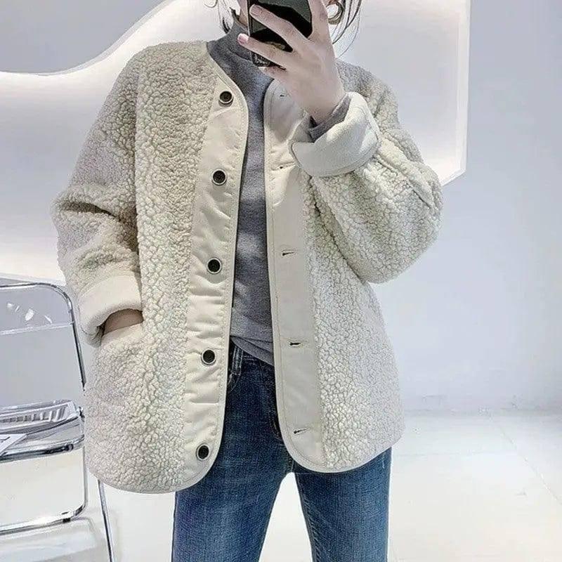 Short Lamb Hair Loose All-match Stitching Fur Short Coat-6