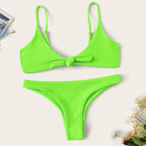 Solid color triangle split sexy bikini-LightGreen-4