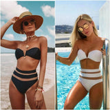 Split swimsuit V-neck mesh bikini-1