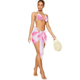 Split Swimsuit Women's Bikin Three-piece Swimwear-Pink-2