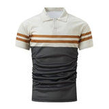 Striped Printed Men's Casual Polo Shirt-5