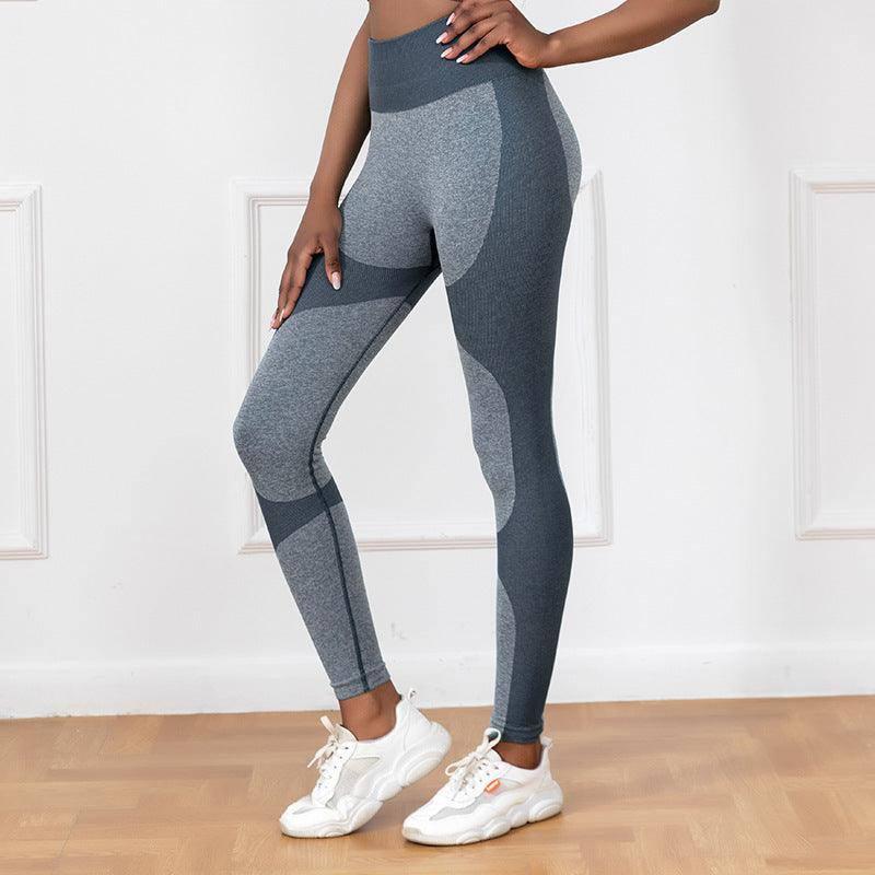 Striped Printed Yoga Pants High Waist Seamless Leggings-Grey-4