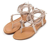 Stylish Lace-Up Flat Sandals: Summer Essential Footwear-Apricot-2