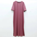 Oversized Long Summer Plus Size Women Slit Dresses 6xl 7xl 8xl 9xl 10xl Cotton Loose Casual Maxi Harajuku Za Boho Dress Black-Fuchsia-7