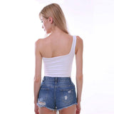 Summer Sexy One-shoulder Vest Crop Top Sleeveless T-Shirt-7