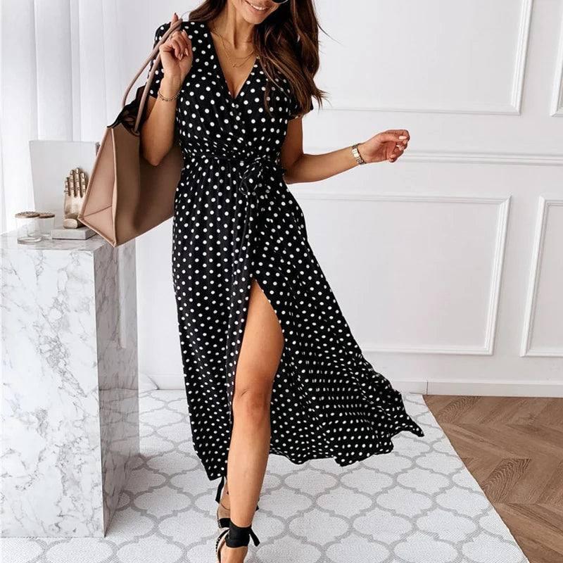 Summer Polka Dot Casual Dresses-black-7