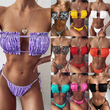 Swimsuit Multicolor Pleated Hollow Bikini Foreign Trade-1