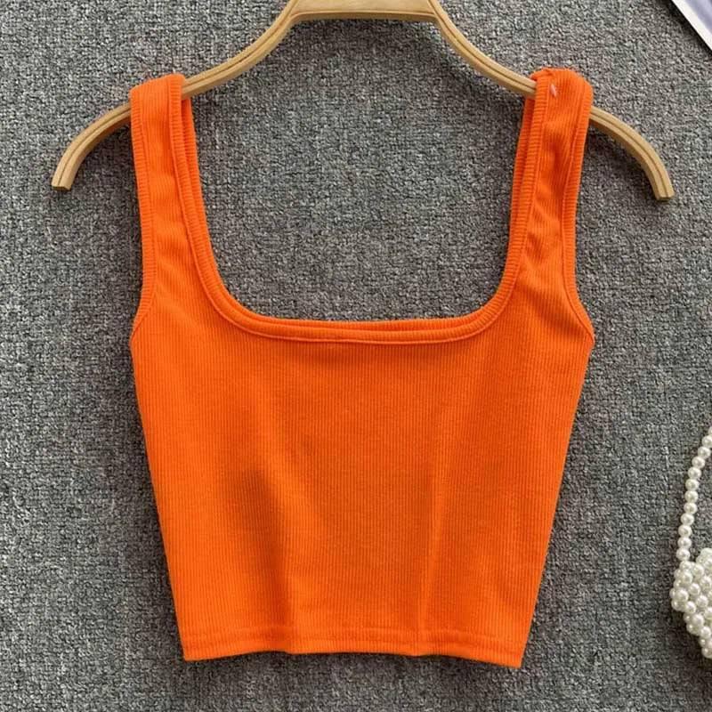 Tank Top Women Sexy Backless Y2k Top Slim Fit Bottoming-Orange-12