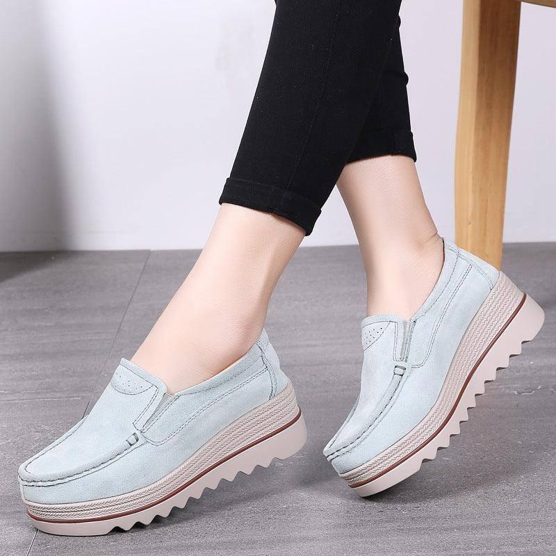 Thick-soled Flat Shoes Anti-slip Suede Height Increasing Shoes For Women-10