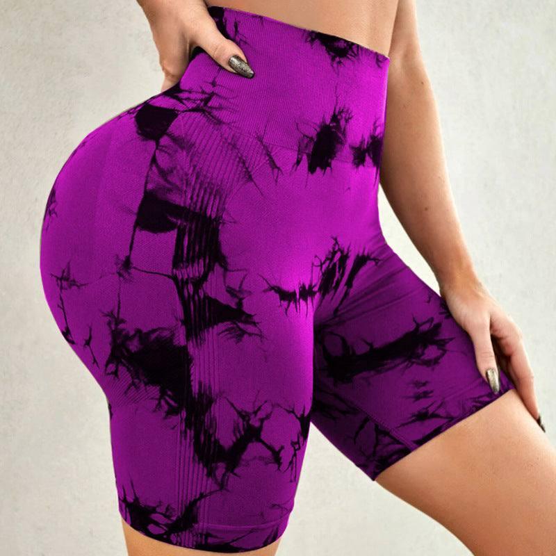 Tie-dye Printed Yoga Pants Summer Quick-drying Fitness Shorts High-waisted Hip-lifting Leggings Women Pants-6