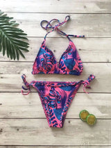 Triangle print bikini-RoseRed-2