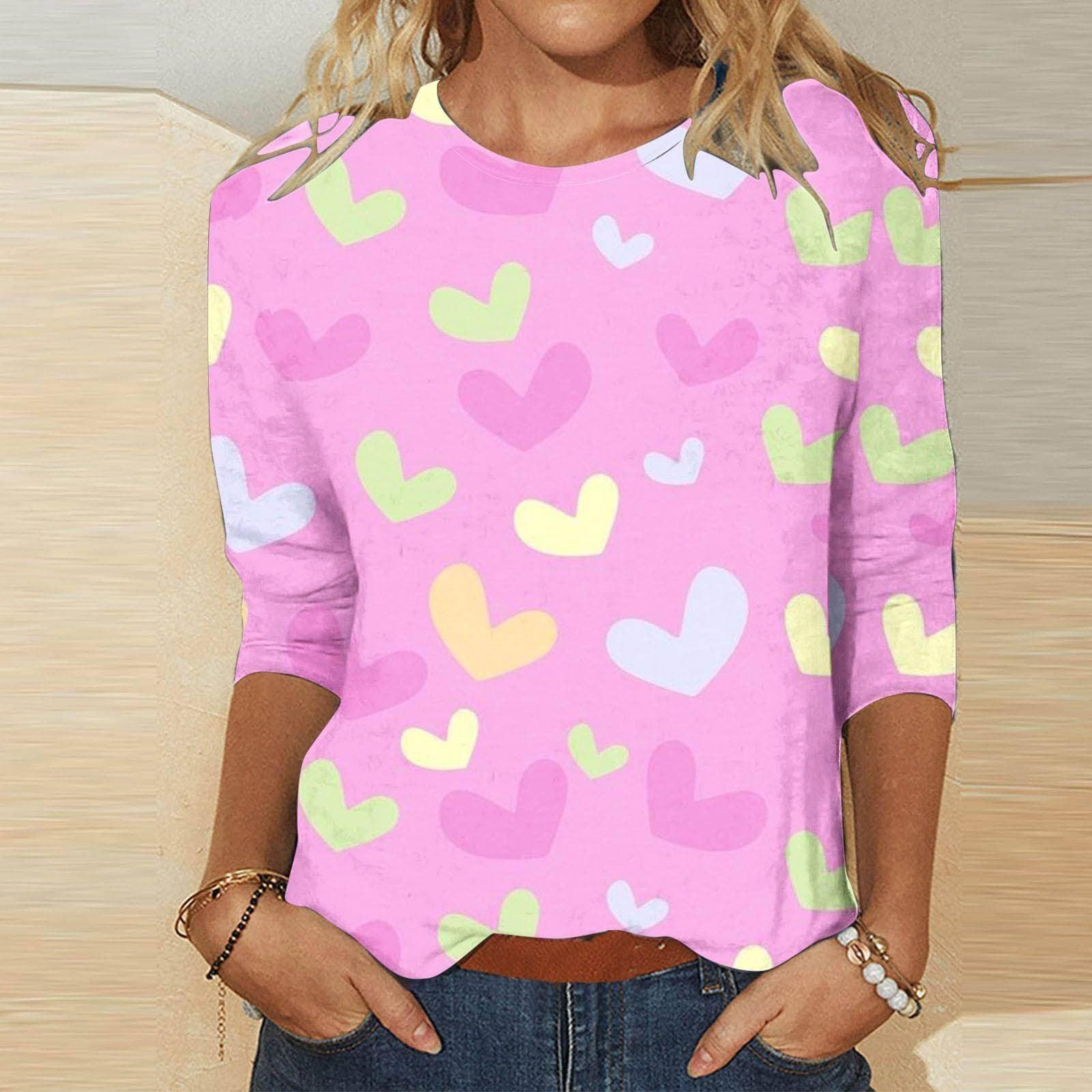 Valentine's Day Female With Hearts Printing Crew Neck-RQ4127503-8