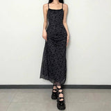 Vintage Spaghetti Strap Maxi Dress - Grunge Streetwear-1