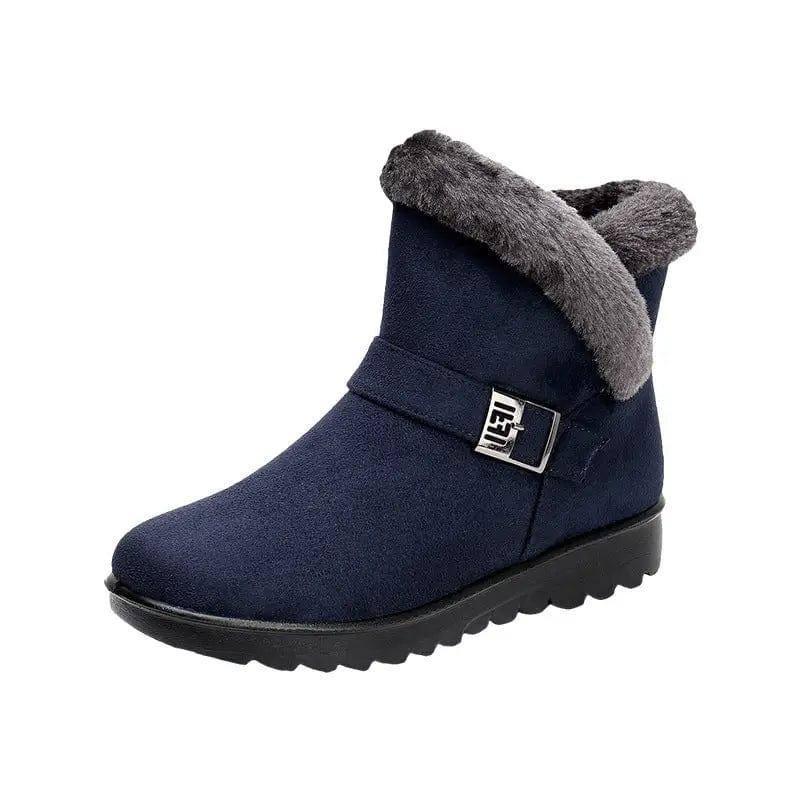 Winter Boots Women Warm Plush Snow Boots Zipper Comfort-Blue-12