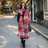 Winter Plus Size Women's Thick Woolen Retro Check Woolen-Picturecolor-1