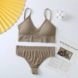 Women Bra Panties Set Push Up Sports Bra Set Sexy G-String-Complexion-3